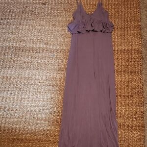 Purple Maxi Dress with Ruffled Sheath Style Lighgweight Flowy Beach Side Slit